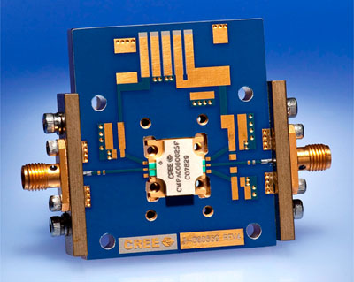The demonstration power amplifier using the Cree CMPA0060025F MMIC Cree CMPA0060025F MMIC